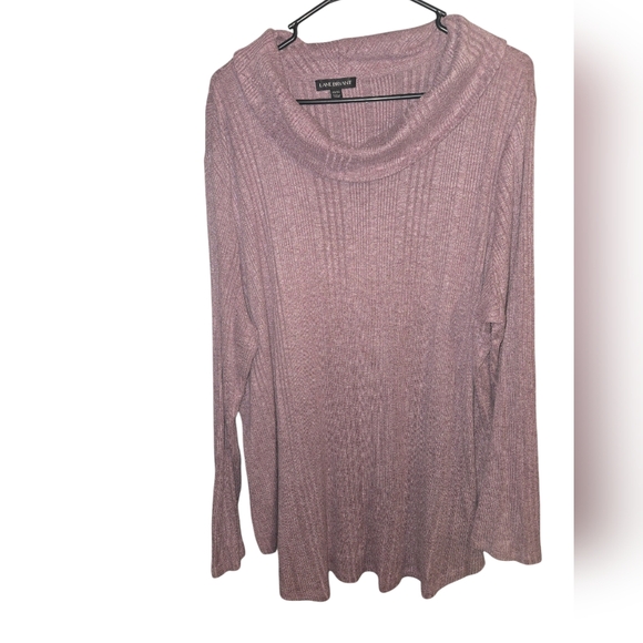 Lane Bryant Violet Cowl Neck long sleeve ribbed tunic top, Size 22/24 - Picture 4 of 5